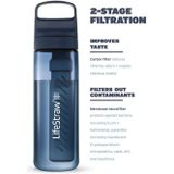 LifeStraw Go-serie - BPA-vrije waterfilterfles voor reizen en dagelijks gebruik, verwijdert bacteriën, parasieten en microplastics, verbetert de smaak, 22 oz Polar White