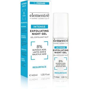 elementrē Exfoliating Night Gel 8% Glycolic, Lactic, Salicylic Acids 40 ml