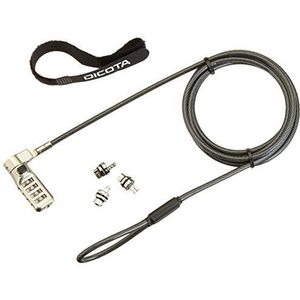 Dicota - Veiligheidscombinatieslot - Beveiliging Notebooks - Zwart - Met T-Lock, Wedge en Nano Kop