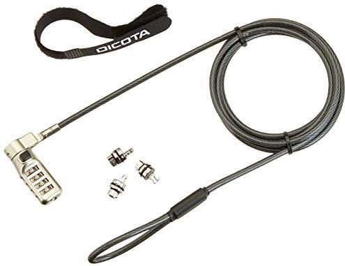 Dicota - Veiligheidscombinatieslot - Beveiliging Notebooks - Zwart - Met T-Lock, Wedge en Nano Kop