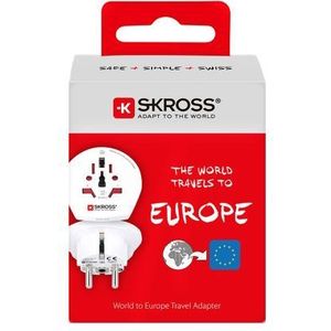 Skross - Reisadapter Wereld naar Europa - Geaard - Zwitserse Kwaliteit