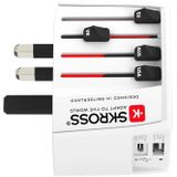 Skross - Wereld Reisadapter - Ongeaard - Wit - Met USB-A en USB-C Oplaadpoort