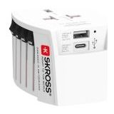 Skross - Wereld Reisadapter - Ongeaard - Wit - Met USB-A en USB-C Oplaadpoort
