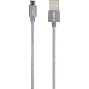 Skross USB-kabel USB 2.0 USB-A stekker 1.20 m Space grijs Rond, Flexibel, Stoffen mantel SKCA0010A-M120CN