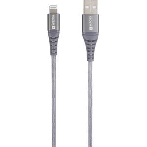 Skross USB-kabel USB 2.0 USB-A stekker 1.20 m Grijs Rond, Flexibel, Stoffen mantel SKCA0011A-MFI120CN