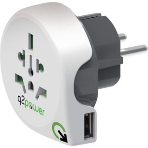 Q2Power Reisstekker - Wereld + USB naar Europa