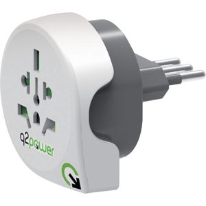 q2power universele reisadapter met stopcontact World naar IT wit/grijs