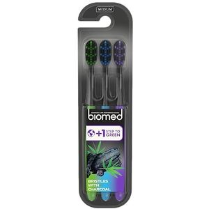 Biomed Black Charcoal tandenborstels Medium 3 st