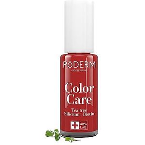 PODERM - TEA TREE COLORED NAIL POLISH FOR NAIL FUNGUS - TREATS & COLOURS - TREATS YELLOW/DAMAGED NAILS - Prevents & Treats mycosis - 2 IN 1 CARE - UNIQUE FORMULA - Made in Switzerland (Rouge Allure)