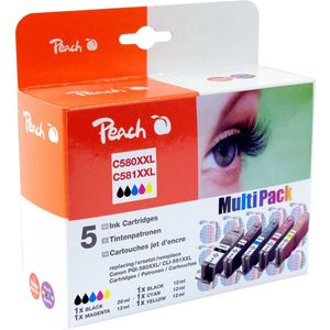 Peach PI100-396 inktcartridge 5 stuk(s) Compatibel Extra (Super) hoog rendement Zwart, Cyaan, Magenta, Foto zwart, Geel