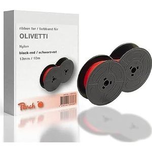 Peach Kleurlint vervangt Olivetti, zwart/rood, nylon, 13 mm/10 m, lint Gr1
