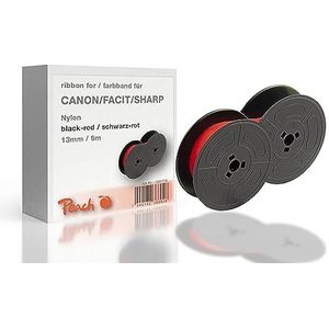 Peach Ruban encreur en nylon pour Canon/Facit/Sharp - Noir/rouge - 13 mm / 6 m - Ruban Gr51