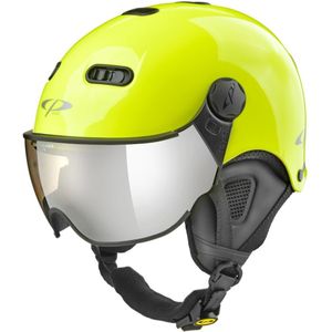 CP Carachillo XS skihelm fluo geel glimmend - helm met spiegel vizier (☁/❄/☀)