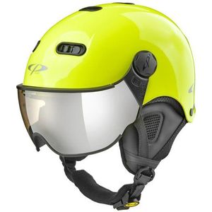 CP Carachillo XS skihelm fluo geel glimmend - helm met spiegel vizier (☁/❄/☀)