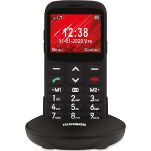 Telefunken S520 Senior mobiele telefoon SOS-toets Camera Laadstation Bluetooth (2.31"", 128 MB, 3 Mpx, 2G), Sleutel mobiele telefoon, Zwart