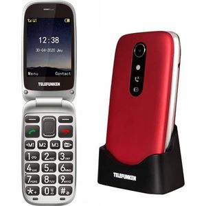 Telefunken - S540 mobiele telefoon met klapdeksel met grote toetsen voor senioren - Zeer licht - Compatibel met hoortoestellen - SOS-toets - GPS en WiFi - FM-radio - Rood