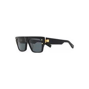Balmain Zwarte zonnebril met originele accessoires , Black , unisex , Maat: 56 MM