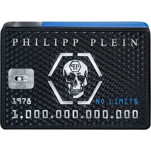 Philipp Plein No Limits Super Fresh Eau de Toilette, 90 ml, parfum voor mannen, frisse en houtachtige noten, een golf van energie, hedonisme en succes, glazen flesjes in zwart en blauw