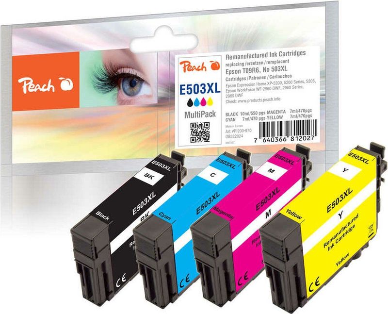 Peach PI200-970 inktcartridge 4 stuk(s) Compatibel Hoog (XL) rendement Zwart, Cyaan, Magenta, Geel