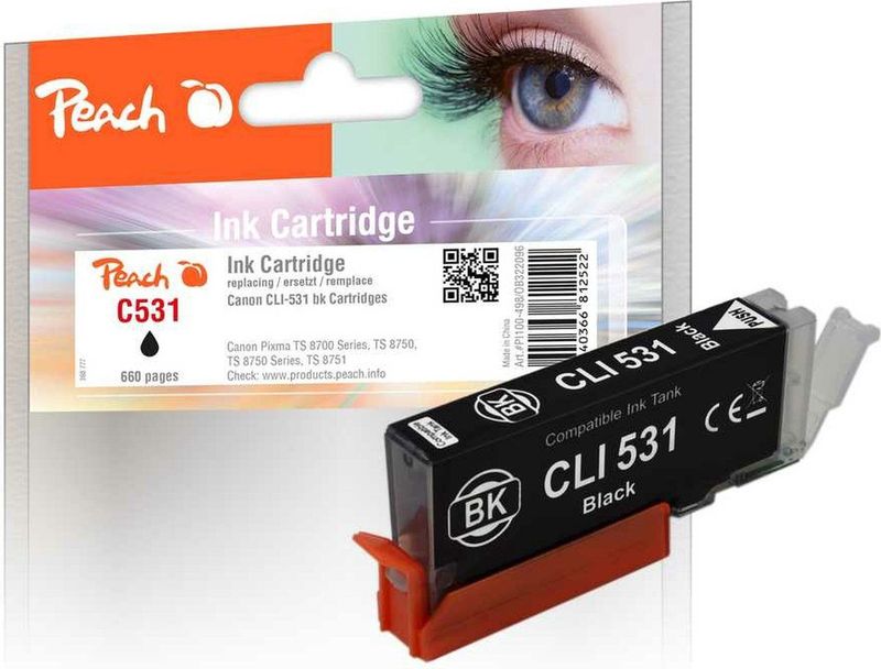 Peach PI100-498 inktcartridge 1 stuk(s) Compatibel Normaal rendement Zwart