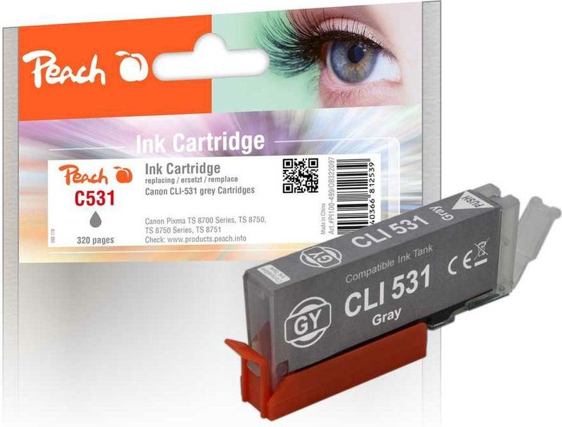 Peach PI100-499 inktcartridge 1 stuk(s) Compatibel Normaal rendement Grijs
