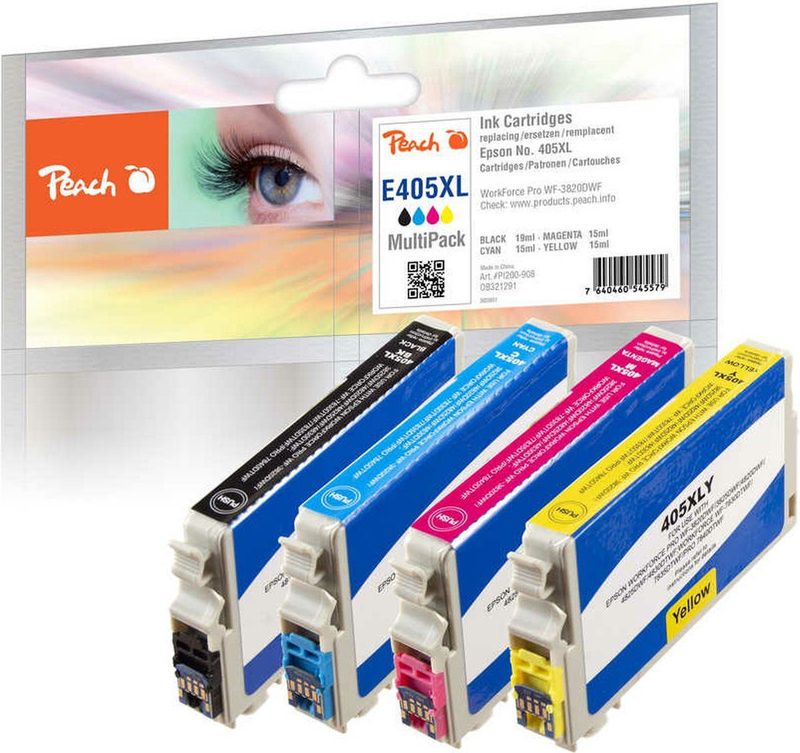 Peach PI200-908 inktcartridge 4 stuk(s) Compatibel Hoog (XL) rendement Zwart, Cyaan, Magenta, Geel