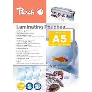 Peach Lamineerfolie A5-125 mic - 125 pouches - glanzend - premium kwaliteit voor de beste lamineerresultaten - compatibel met apparaten van alle merken - PP525-03P