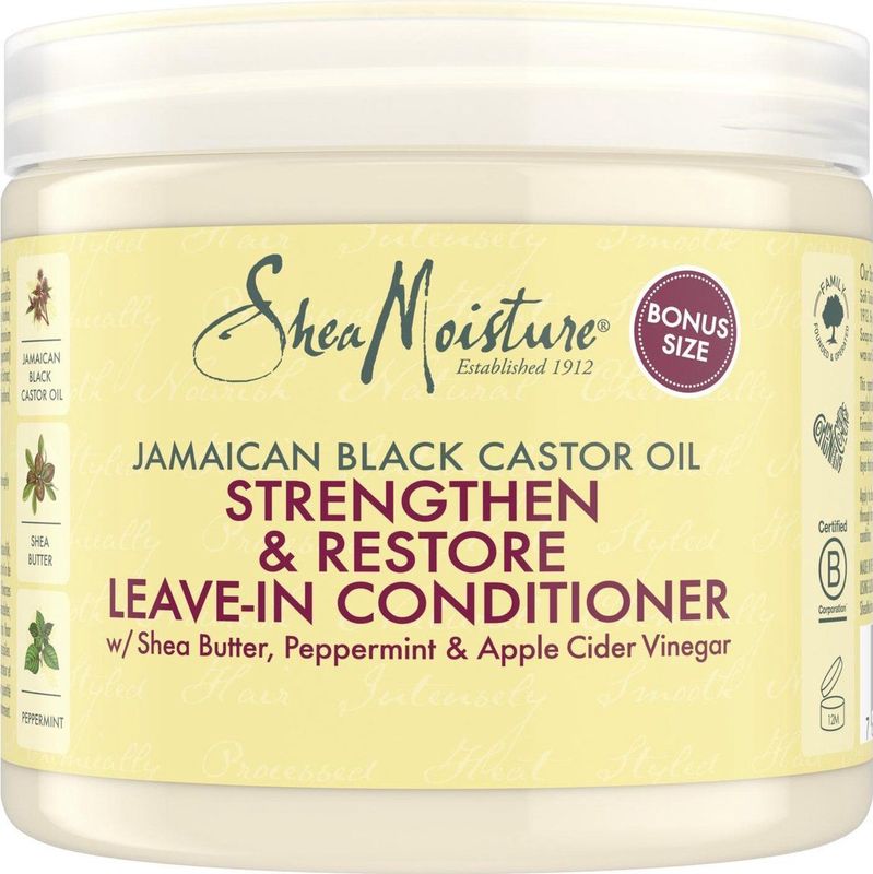SheaMoisture Strengthen & Restore Leave-In Conditioner - Jamaican Black Castor Oil - zonder siliconen en sulfaten - 431 ml
