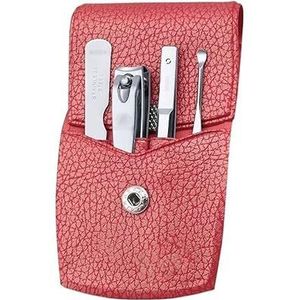 4-delige roestvrijstalen nagelknipper reisset nagelknipperset for mannen vrouwen persoonlijke nagelverzorgingsgereedschap manicureset met draagbare lederen tas Manicure Pedicure Sets (Color : Re)