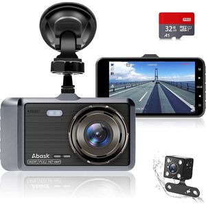 Intelectro Dashcam Auto Front en Rear Car Camera met 32GB SD Card, 4 Inch Full HD 1080P, 170° Wide Angle, Night Vision, G-Sensor, WDR, Loop Recording, Parking Monitoring en Motion Detection - snelle levering