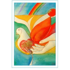 Ansichtkaart – Duif met hand