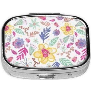 Romantische Fancy Bloemen Print Pil Organizer 2 Compartiment Pillendoos Draagbare Geneeskunde Pil Case voor Outdoor Reizen