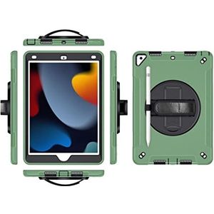 Case voor iPad Air3 10.5 2019 met 360 graden draaibare polsriem, drie-in-één robuuste hoes met opvouwbare beugel en schermbeschermer voor pro 10.5 2017, militair groen