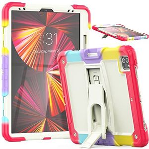 Coque compatible avec iPad Pro 5/4/3 génération 12,9"" 2021/2020/2018 avec porte-crayon, coque de protection robuste et résistante aux chocs avec béquille invisible - Rouge camouflage