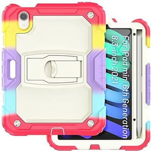 Étui pour iPad Mini 6e génération 8,3"" 2021 avec support pliable invisible, robuste et résistant aux chocs avec porte-crayon, rouge camouflage