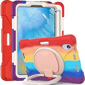 Étui pour iPad Mini 6e génération 8,3"" 2021 avec poignée rotative à 360°, étui de protection robuste résistant aux chocs avec porte-crayon, rouge brillant