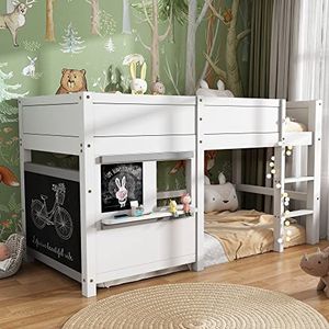 Stapelbed House Bed, House Bed Kids Bed Play Bed Stapelbed met twee Boards Graffiti Friendly With Fall Out Guard Multifunctionele houten Children'S Bed Boys And Girls met kleine plank