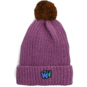 Wander & Wonder Pom Pom Beanie Mutsen Meisjes - Paars - Maat ONESIZE