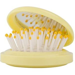 Zakformaat opvouwbare airbag kam met spiegel compacte draagbare reizen kleine haarborstel cosmetische spiegel hoofd massager kamborstel (kleur: geel)