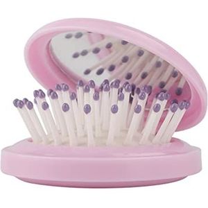Zakformaat opvouwbare airbag kam met spiegel compacte draagbare reizen kleine haarborstel cosmetische spiegel hoofd massager kam borstel (kleur: paars)