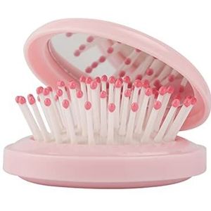 Zakformaat opvouwbare airbag kam met spiegel compacte draagbare reizen kleine haarborstel cosmetische spiegel hoofd massager kamborstel (kleur: roze)