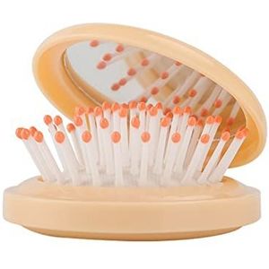 Zakformaat opvouwbare airbag kam met spiegel compacte draagbare reizen kleine haarborstel cosmetische spiegel hoofd massager kamborstel (kleur: oranje)