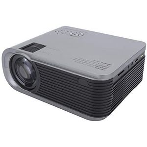 Projector, 4,3 Inch LCD Mini Draagbare LED-thuisprojector, met HIFI Dual Speaker Surround Sound, USB HDMI-projector, voor Home Theatre/Video/Games, Zilver (EU-stekker)