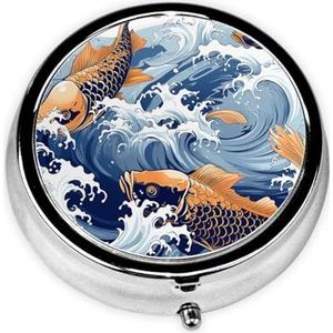 Pillendoos 3 compartimenten reizen pillenorganisator draagbare medicijnorganisatoren waterdichte karper met golfpatroon pillenetui voor zak of portemonnee