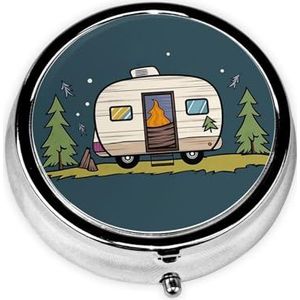 Pillendoos 3 compartimenten reizen pillenorganisator draagbare medicijnorganisatoren waterdichte Happy Camper pillenetui voor zak of portemonnee