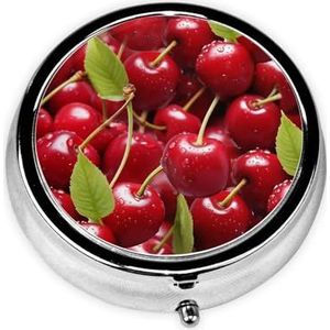 Pillendoos 3 compartimenten reizen pillenorganisator draagbare medicijnorganisatoren waterdichte rode kersen pillenetui voor zak of portemonnee