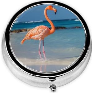 Pillendoos 3 compartimenten reizen pillenorganisator draagbare medicijnorganisatoren waterdicht strand flamingo pillenetui voor zak of portemonnee