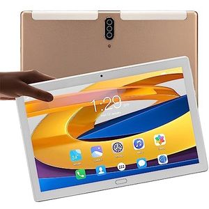 Ultradunne Tablet, 10,1 Inch FHD Draagbare Tablet, 5G WiFi Business-tablet, 6 GB RAM 128 GB ROM, Octa Core-processor, Android 10.0, 5 MP + 8 MP Camera, 6000 MAh (Goud)