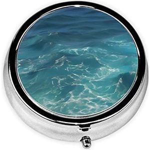 Pil Organizer, Ronde Vormige Pack, 3 Compartiment Medicine Pill Case, Draagbare Pillendoos, Pil Dispenserthe Deep Ocean