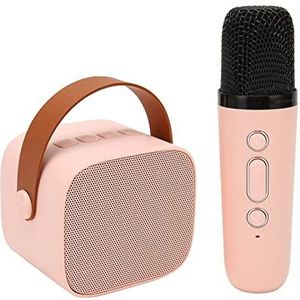 Mini Draagbare Karaoke Machine Luidspreker Microfoon Set Verstelbaar Volume 6 Stabiele Stereo HD Geluidseffecten voor Feest (Roze)